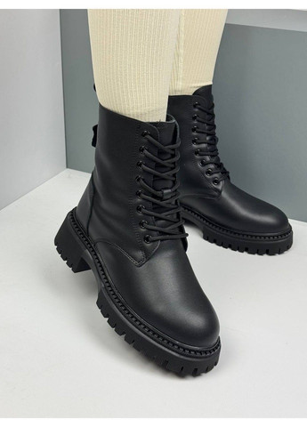 Зимние 527 ботинки зимние черные кожаные Hengji