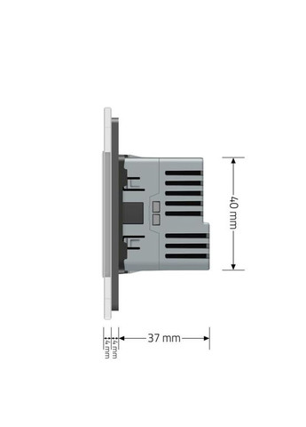 Электрическая розетка с USB Type-C 18Вт для зарядки, с заземлением,, серая, стеклянная рамка, 250В 16А Livolo (370970711)