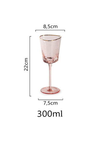 Бокал для вина стеклянный Ice Evans 300 мл кораллового цвета с золотым кантом дизайнерский фужер REMY-DECOR (293152717)