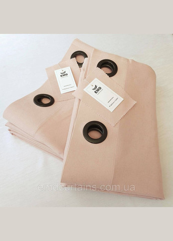 Комплект штори на чорних люверсах 2 шт 205х250 см мікровелюр Рожево-пудровий No Brand (337358236)