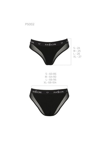 Комбінований демісезонний трусики з прозорою вставкою ps002 panties l, black Passion