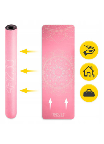 Спортивний килимок для йоги замша 180x60x0.6 см P-5905973404419 Рожевий 4FIZJO (352475218)