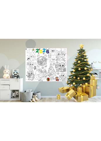 Большая раскраска "Новогодняя" с фломастерами 100х120 см No Brand (369669496)
