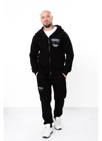 Чорний зимній теплий чоловічий костюм (zip-худі та штани) з написом (p-4431) Носи своє 8092-025-33