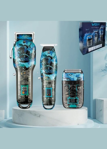Многофункциональный аккумуляторный набор для стрижки с LED-индикатором и сменными насадками (2390000032) VGR V‑645 (342392590)