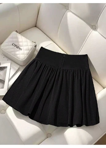 Черная однотонная юбка SHEIN