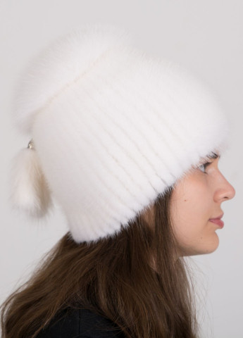 Женская меховая шапка из норки на вязаной основе Меховой Стиль Шарик (307822644)