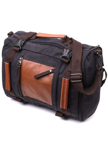 Текстильний великий дорожній рюкзак трансформер sale_15074 Чорний Vintage (328449899)