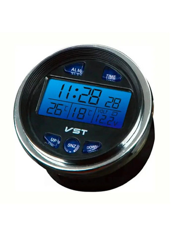 Годинник автомобільний електронний із синім підсвічуванням термометром вольтметром 7.4х6.2х7.4 см (476777-Prob) Unbranded (290840521)