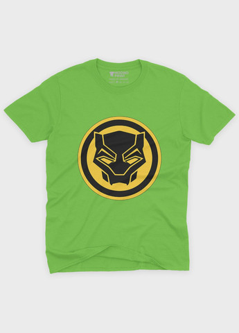 Салатова демісезонна футболка для хлопчика з принтом супергероя - чорна пантера (ts001-1-kiw-006-027-004-b) Modno