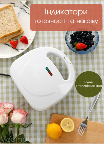 Бутербродница 3 в 1, Мультимейкер, Электрическая вафельница, Гриль, Сэндвичница, 800 Вт Белый Grunhelm (314807742)