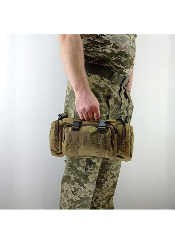 Сумка тактическая поясная Tactical военная сумка бочка нагрудная с ремнем на плечо 5 литров Coyote Tactic (363132381)