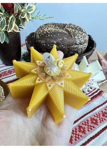 Рождественская свеча звезда из натурального воска – праздничный декор и подарок ручной работы. Hand Made (368828608)