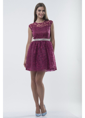 Бордовое коктейльное платье гипюр стразы 7186 марсала Tanita-Romario