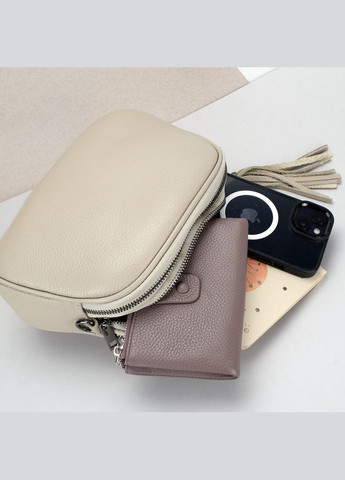 Сумка женская кожаная кросбоди на 3 отделения 03106 капучино Virginia Conti (325666563)