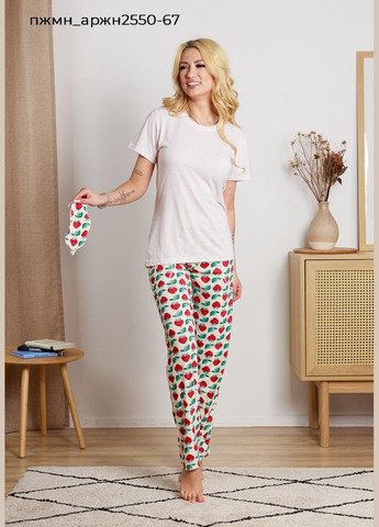 Прозорий комплект жіночий штани з футболкой Pijamoni