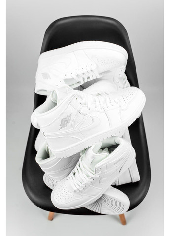 КРОССОВКИ ЖЕНСКИЕ NIKE AIR JORDAN 1 RETRO HIGH WHITE «GREY LOGO» НАЙК АИР ДЖОРДАН No Brand серые демисезоны (368855953)