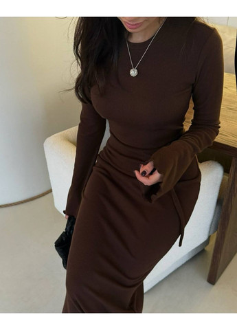 Коричневое вечернее платье из качественного рубчика — замер в описании GD/GL Модний простір однотонное