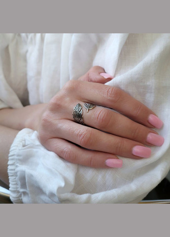 Серебряное широкое кольцо без камней Перо 16.5 размер черненное серебро 925 пробы 81061 3.73г Nobrand (363969233)