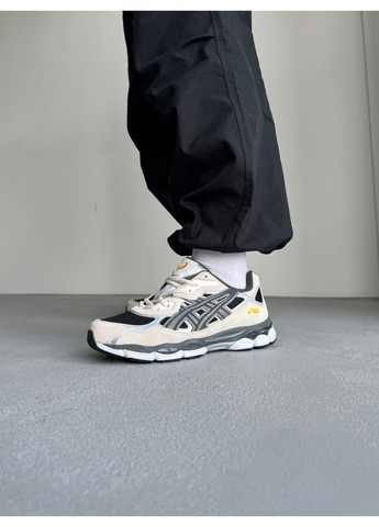 Черные демисезонные кроссовки мужские asics gel-nyc black / beige асикс гель нюк No Brand