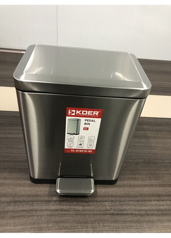 Відро для сміття з плавним закриттям прямокутне TC-010315-02 15 л колір нержавійка (KR5603) KOER (341331719)