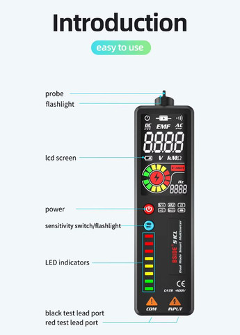 Бесконтактный индикатор напряжения S1CL с функцией мультиметра, тестера, измерителя напряжения Bside (303701122)
