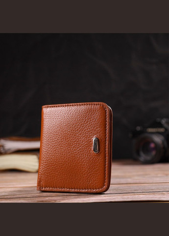 Невеликий жіночий гаманець із натуральної шкіри флотар 21796 Світло-коричневий Canpellini (298570630)