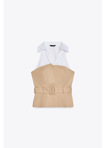 Комбінований топ із коміром хальтер Zara (354816897)