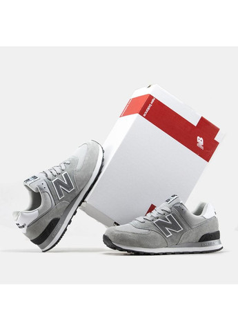 Белые демисезонные кроссовки мужские new balance 574 gray white нью беланс 574 No Brand