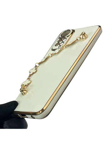 Чехол для телефона Redmi Note 11 4G женский с ремешком с украшениями и золотой окантовкой на седоме редми нот 11 4г белый gs1 Xiaomi (366232443)