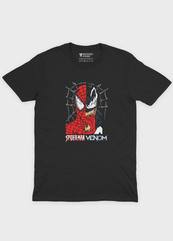 Черная демисезонная футболка для девочки с принтом супергероя - человек-паук (ts001-1-gl-006-014-050-g) Modno