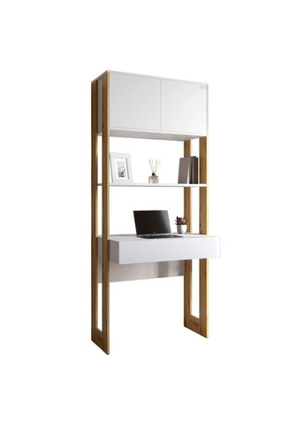 Модуль-2 стеллаж со столом и полками Нобу Нимфея Альба/Дуб Артизан (-042454) Lion (370650351)