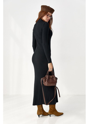 Чорна довга трикотажна сукня-поло Lurex