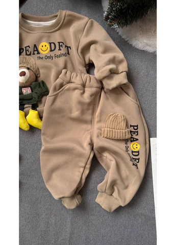 Коричневий зимній утеплений костюм з ведмедиком 10647 No Brand