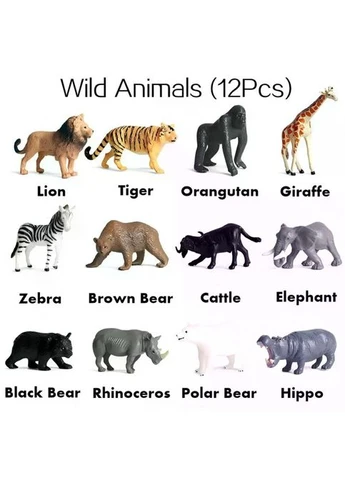 Набор фигурок диких животных 12 шт - реалистичные игровые фигурки Wild Animals для детей, обучения и коллекционирования RESTEQ (389115150)