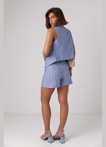 Жіночий літній костюм із шортами та жилеткою в смужку 9821 Lurex (299266038)