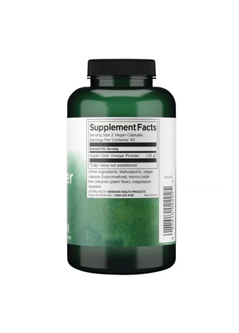 Добавка Apple Cider Vinegar High Potency 625mg - 180 caps Swanson (364201246)