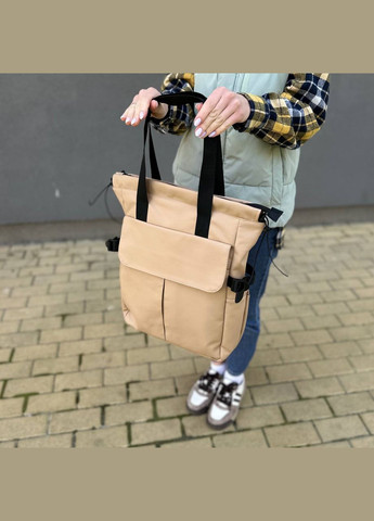 Жіноча сумка рюкзак шопер бежевий колір екошкіра No Brand (294057621)