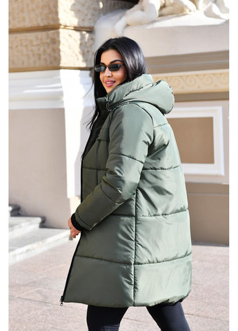 Оливкове (хакі) зимнє Тепле зимове пальто з капюшоном No Brand