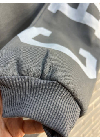 Сірий світшот жіночий davras 8174 оверсайз подовжений напис на спині chicago утеплений на флісі one size сірий (314822880)