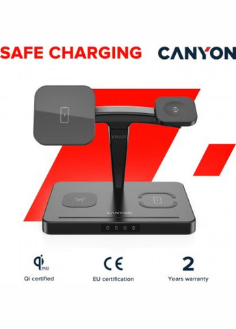 Зарядний пристрій WS404 4in1 Wireless charger (CNS-WCS404B) Canyon ws-404 4in1 wireless charger (268142766)