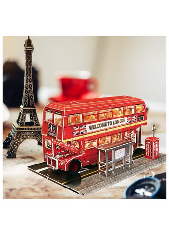 Пазл Cubic Fun Трехмерная головоломка-конструктор City Line Лондонский автобус с LED подсветкой (L538h) CubicFun Тривимірна головоломка-конструктор City Line Лондо (366157842)