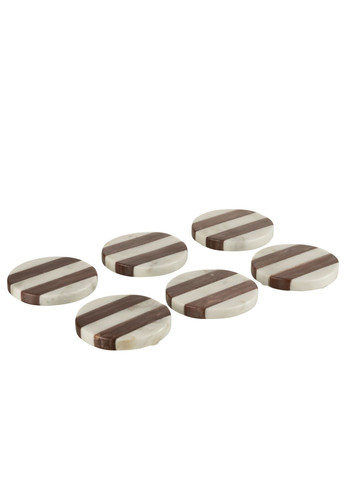 Підставки під чашки кам'яні коричнево-білого кольору набір з 6 штук Бельгія (34192) J-Line (303354729)