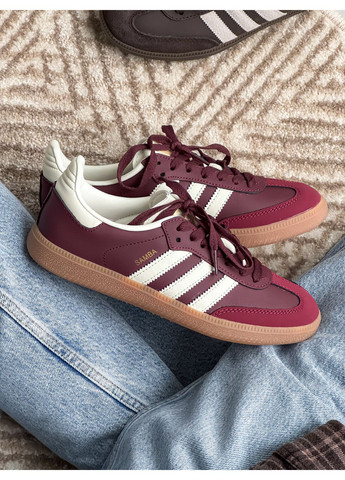 Бордові Осінні кросівки чоловічі і жіночі adidas samba bordo | адідас самба бордові No Brand