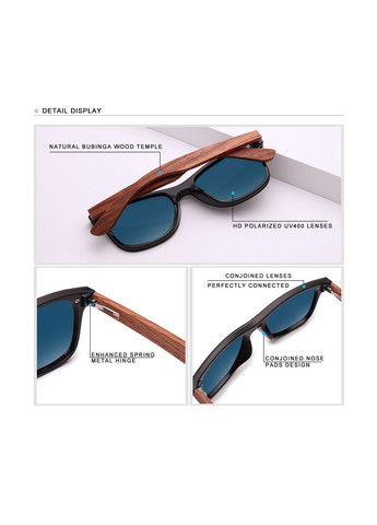 Сонцезахисні окуляри в цільній оправі і дерев'яними дужками з поляризованими лінзами (B5504) Коричневий KINGSEVEN (299332609)