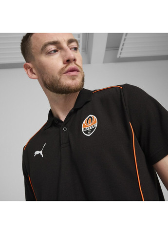 Черная футболка-поло fc shakhtar donetsk casuals polo men для мужчин Puma однотонная
