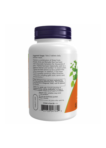 Таблетки Трифала 500мг для поддержания пищеварения и детоксикации 120 шт. Now Foods (367958364)