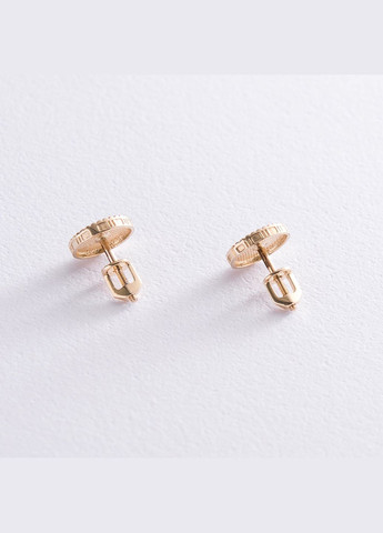 Сережки - пусети Квіточки в жовтому золоті с06941 Oniks (264644378)