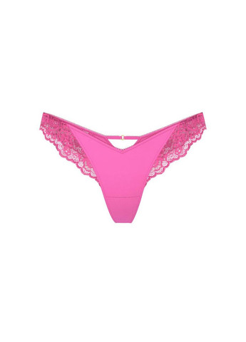Трусики-стринги люксовые Rose Lace-Trim High-Leg Thong Panty розовые Victoria's Secret (361072796)