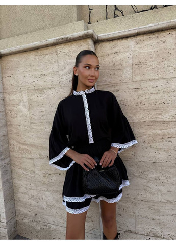 Чорна жіноча сукня з мереживом зі штапеля Osoblyva